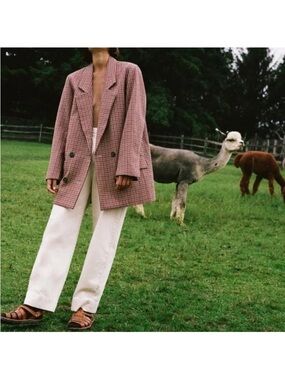 Mara Hoffman Gio Relaxed Fit Cotton Utility Jeans Blush Pink Peach size 12